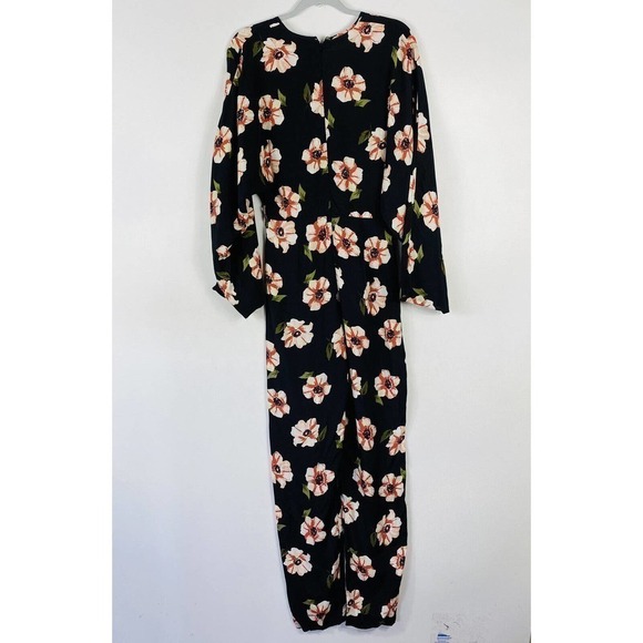 Asos Size 2 Black Floral Print Kimono Sleeve Jumpsuit - Picture 3 of 7